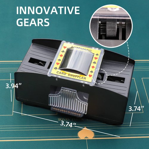 Homwom Automatic Card Shuffler of Playing Card, UNO, Texas Hold'em, Poker, Home Card Games, Blackjack, Battery Operated Electric Poker Shuffling Machine (1-2 Deck)