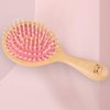TAN MUJIANG Wooden Hair Brush for Long Hair Panda Pink 1PC