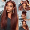 Auburn Bundles Human Hair Color 33 Bundles Human Hair Reddish Brown Yaki Straight Bundles Copper Red Human Hair Bundles Double Weft Silky and Soft for Black Women 18 18 18 Inch