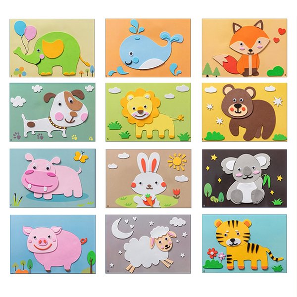 Lovyan 3D EVA Foam Stickers for Toddlers 12PCS Sticky Foam DIY Craft Preschool Art Class Drawing Sticker Puzzle Art Kit for Kids Boys Girls (Animals)