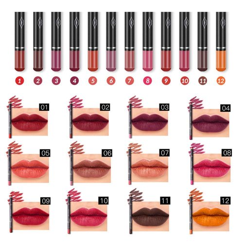 Natural Lip Liner Lipstick Pencils, 12 Colors, Waterproof, Long Lasting, Easy to Apply & Remove, 12 PCS Lip Liner set
