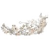 Lurrose Baroque Wedding Crown Butterflies Flowers Bridal Baroque Queen Crown Crystal Birthday Tiara Bridal Headpiece for Women and Girls