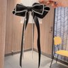 Hair Bows Sparkly Rhinestone Tassel Hair Clips Barrettes Black Bowknot with Long Brocade Tassel Ribbon Claw Hair Accessories for Women and Girls
