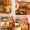 Roroom DIY Book Nook Kit, DIY Dollhouse Booknook Bookshelf Insert Decor Alley,with Music Box 3D Wooden Puzzle (Sakura Holiday-M2211)