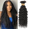 Human Braiding Hair 100g 20 Inch No Weft Water Wave Bulk Human Hair for Braiding Hair Extensions for Box Boho Braids With 2Bundles（20inch,Natural Black)