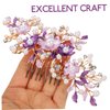 Beatifufu Hair Plug Flower Hair Comb Flower Pearl Hair Clip Wedding Headpiece Girls Hair Comb Wedding Hair Clip Floral Hair Clips Headband for Girls Alloy Hair up Purple Bride