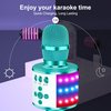 BONAOK Bluetooth Wireless Karaoke Microphone with LED Lights,4-in-1 Portable Handheld Mic with Speaker Karaoke Player for Singing Home Party Toys Birthday Gift for Kids Adults Girls Q78(Ice Blue)