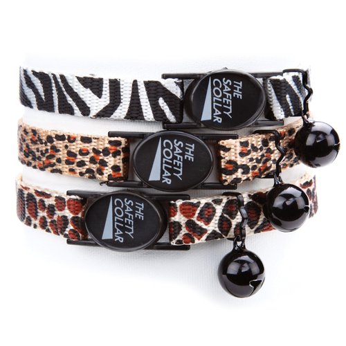 Meow Town Zebra-Print Nylon Cat Collar, 8–12 inch