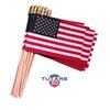 TUTARE 50 American Flags on Stick - Handheld Spearhead US Flag for 4th of July, Memorial Day Event Decorations - Patriotic Decor for Indoors & Yard - Wooden Stick, Cotton Fabric - (4"X6" - 144 Pack)