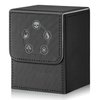 DingGuagua Card Deck Box for MTG,YuGiOh, KeyForge, Digimon FAB Card Storage Box Fits 230+ Single Sleeved Cards, PU Leather Strong Magnet Card Deck Case Holder for TCG CCG Magic Commander (Black&grey)