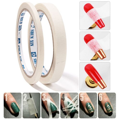 2pcs 0.5cm+1.2cm Width Nail Art Adhesive Tapes Creative DIY Design Nail Striping Tape Line Rolls Nail Striping Tape Line Nail Art Decoration Sticker DIY Nail Tip Accessories