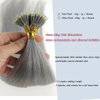 Nano Ring Hair Extensions Human Hair Keratin Cold Fusion Nano Tip Micro Nano Beads Link Thick Hair Balayage Highlight Ombre Real Remy Hair 1g/s (24inch50gr50s, Silver Gray)