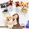 8 Pcs Dog Balloon 28 Inch Corgi Husky Puppy Foil Balloons Dog Paw Balloon Paw Print Balloons Dog Balloons for Puppy Birthday Party Decorations Dog Birthday Party Supplies