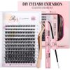 Riya Lash Clusters 12Rows 144Pcs with Strong Hold Bond Seal Lash Glue and Eyelash Extenisons Kit, and Applicator Clusters Lashes Kit 8-16MM D Curl Individual Lashes DIY at Home（03）