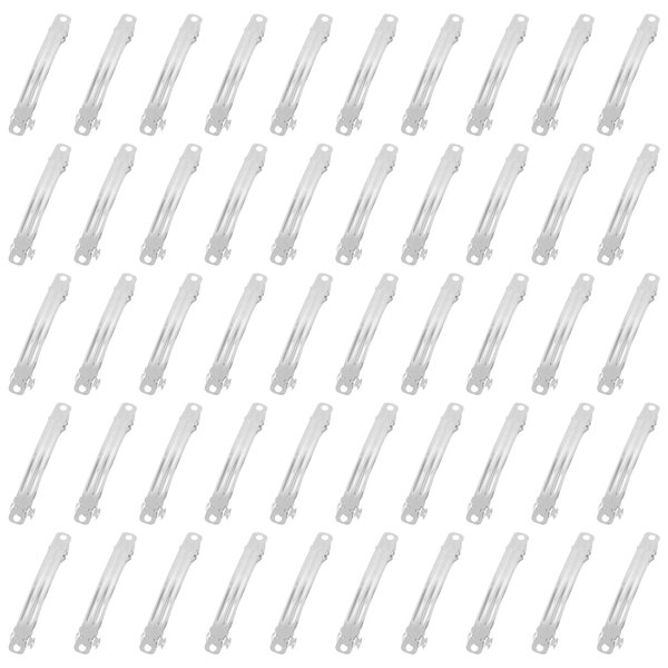 Framendino, 50 Pack French Barrette Metal Rectangle Hair Clips Iron Alligator for DIY Clip Craft Bows Silver 60mm