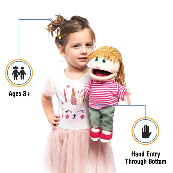 14" Emily, Peach Girl, Hand Puppet