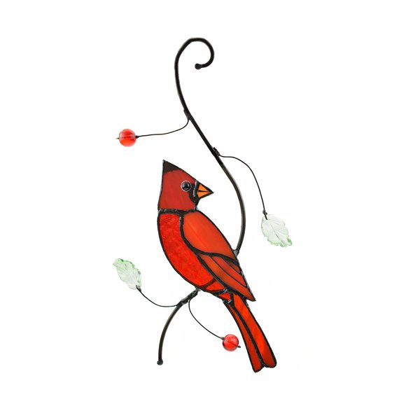 Lolitarcrafts Bigger Cardinal Stained Glass Window Hangings Cute Birds Suncathers for Window Monthers Day Gifts