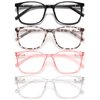 Gaoye Blue Light Blocking Glasses Women/Men, Computer Gaming Fake Eyeglasses Anti UV Ray-Spring Hinge (4 Pack, Matte Black & Leopard & Pink & Transparent)