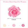 3Pcs Rose Hair Clip Flower Hairpin for Woman Girl, Hawaiian Fabric Rose Brooch Floral Clips Headpieces for Wedding Summer Beach Party
