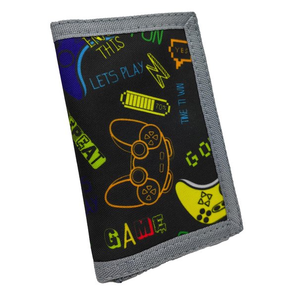 AI-DEE RFID Trifold Canvas Outdoor Sports Wallet for Kids - Front Pocket Wallet with Magic Sticker (Triangle P)