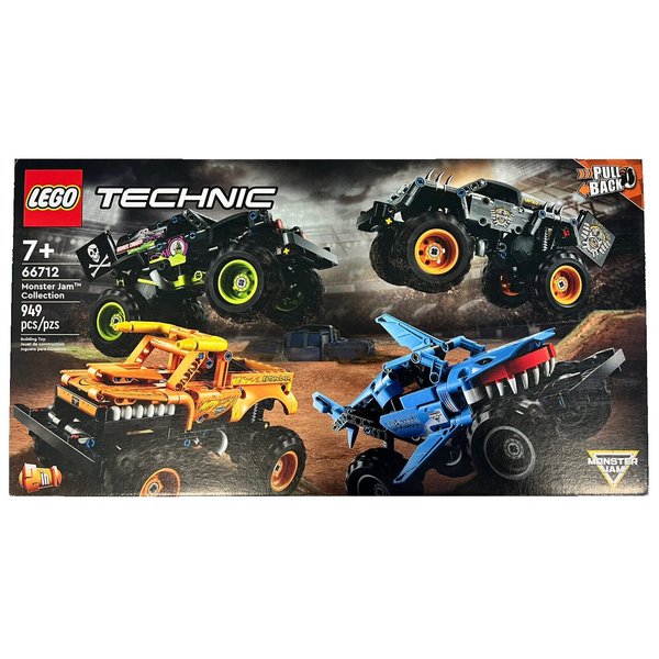 LEGO Technic Monster Jam Collection 66712 Model, Building Kit, 2-in-1 Pull Back Toy, Megalodon, Grave Digger, El Toro Loco and Max-D Monster Trucks, Ages 7+, 949 Pieces (2022), Multicolor