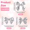 HINZIC 90Pcs Silver Bow Nail Charm 3 Styles Bowknot Nail Bows Glitter Acrylic Pearls Kawaii Valentines Wedding Prom Decoration for Women Girls Phone Case Scrapbook Envelope Cards Making