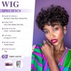 BEOTTI Hair Short Curly Wigs for Black Women Human Hair 180% Density Afro Natural Kinky Curly Wig with Bangs Brazilian Virgin Pixie Cut Wig Human Hair None Lace Front Bob Wigs 6 Inch