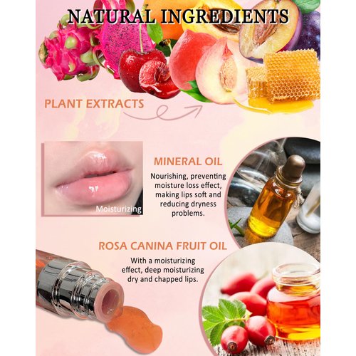 Lip Glow Oil Kit-3 Colors Moisturizing Tinted Lip Gloss,Hydrating Comfort Oil Lipgloss Big Brush Head Lip Tint Stain, Clear Plumping Lipstain,Non-sticky Glow Reviver Lip Care Oil for Women-Set A