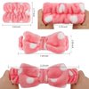 AMCAMI 6 PCS Spa Headband with Wrist Washband Face Wash Set, Makeup Headband and Wristband Towel Scrunchies for Washing Face, Skincare Headband Sleepover Party Supplies for Girls(Pink)