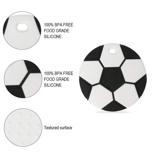 Baby Sport Silicone Teether,Sensory Chew Toys,BPA Free Soft and Effective Infant Teething Pain Relief Toys,Freezer Safe,Food Grade Silicone,Best Shower Gift for Boys and Girls (Soccer Ball)