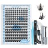 KevKev Lash Extension Kit 168Pcs Lash Clusters Kit DIY Eyelash Extension Kit Lash Bond and Seal Lash Applicator Tool Lash Remover for Eyelash Extensions(Cloudy,D-8-18mix)