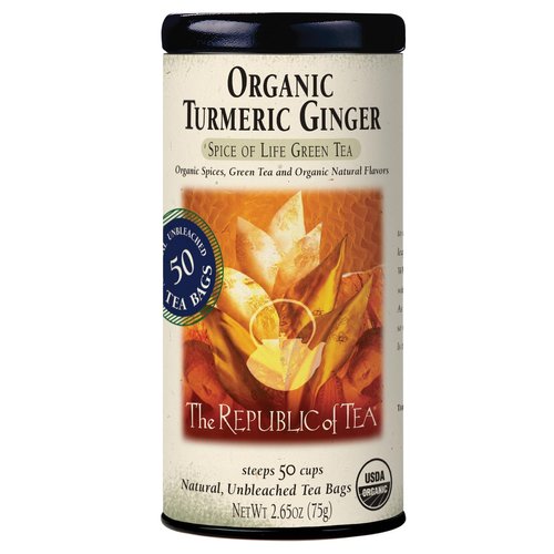 The Republic of Tea — Organic Turmeric Ginger Green Tea Tin, 50 Tea Bags, Naturally Caffeinated
