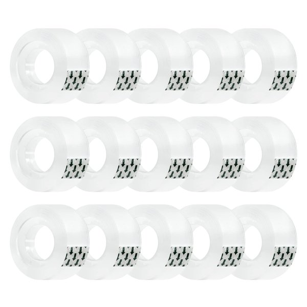 Ykimok 15 Rolls Transparent Clear Tape Refills for Dispenser, Durable Tape(Not Easily Tear), 0.7 Inch, 27.3 Yard, Perfect for Office, Home, School