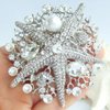 Sindary Wedding Headpiece 3.15" Pearl Rhinestone Crystal Bridal Starfish Hair Comb HZ6412 (Silver-Tone Clear)