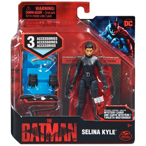 DC Comics BATMAN , 10cm Selina Kyle Action Figure with 3 Accessories and Mystery Card, The Movie Collectible Kids Toys for Boys and Girls Ages 3 and up