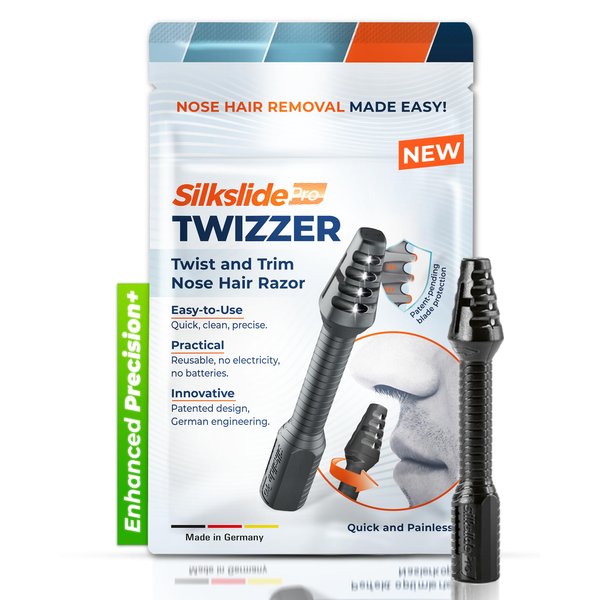 Silkslide TWIZZER, Nose Hair and Ear Hair Trimmer for Men and Women, Twist and Trim Nasal Hair Removal, German Blades, Patented Design, No Electricty or Batteries