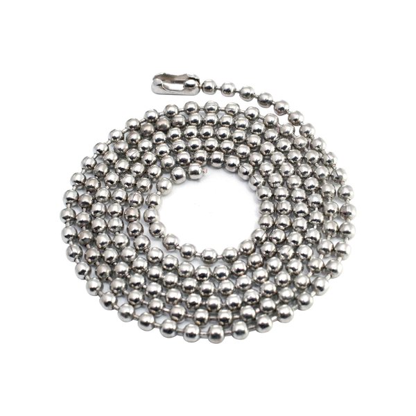 50pcs Nickel Plated Ball Chain Necklace, 24 Inches Long 2.4mm Bead Size # 3 Metal Bead Steel Chain, Military Bead Chain, Dog Tag Necklace by Special100%