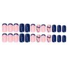 Dark Blue Press on Nails Short Fake Nails with Shiny Curve Designs French Tip Artificial Nails Simplicity Reusable Acrylic Nails False Nails Glossy Glue on Nails for Women Girls Gift