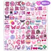 100PCS 2000s Y2K Temporary Tattoos Stickers Themed Pink Birthday Party Supplies Favors Decorations Throwback Early 00’s Tattoo Sticker Gifts For Teen Girls School Prizes Carnival