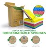 AIRNEX Biodegradable Compressed Cellulose Sponges - Pack of 32 Pop Up Natural Dish Sponges - Multicolor Non Scratch, Heavy Duty, Multipurpose, Compostable and Eco Friendly