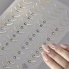French Tip Nail Stickers, 2 Sheets 5D Crystal Rhinestones Lines Nail Art Stickers Self-Adhesive Gold Silver Lines Nail Decals Curved Strips with Diamond Nail Design Supplies for Women Nail Decorations
