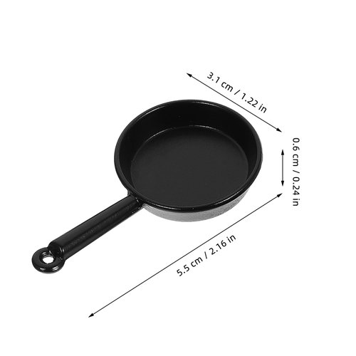3 Pcs Dollhouse Miniature Frying Pan Mini Kitchen Tableware Dining Accessory Miniature Furniture Fairy Garden Decoration (Black)