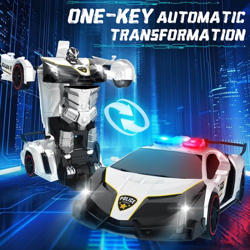 Dolanus Remote Control Car - Transform Police RC Cars, Robot Toys for Ages 5-7, Kids Toys, 4 Year Old Boy Toys, Birthday Gifts for Boys Kids Toddlers, Toys for 3 4 5 6 7 8 10 12 Years Old Boy- Black