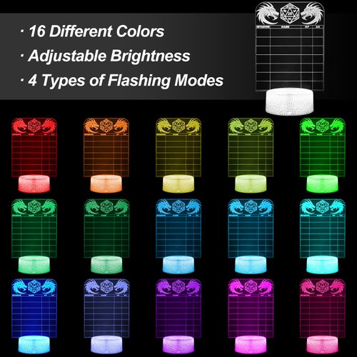 DND Initiative Tracker for DM, Unique Erasable Acrylic Light with Pen, Fantasy D&D Combat Health Tracker, Dungeon Master Tool for Dungeons and Dragons 5e Gifts Pathfinder Tabletop RPG Accessories