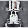 NearMoon Bathroom Corner Shelf Shower Caddy 2 Pack, No Drill, 304 Stainless Steel, with Two Hooks (Chrome)