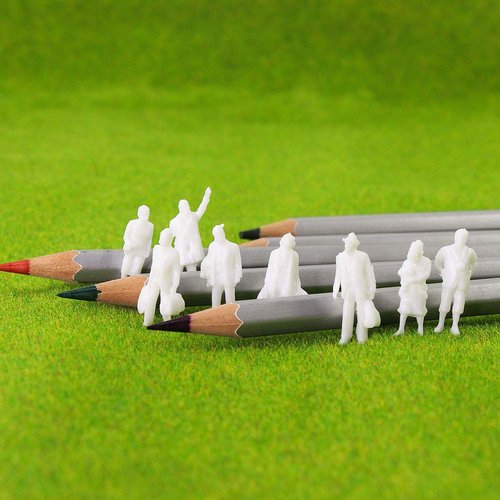 200PCS White Unpainted Architectural Passenger 1:87 HO Scale Model Figures Standing P8705B-200-AMUS