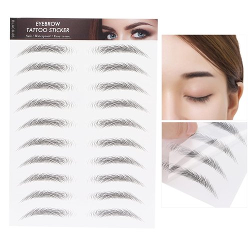6D Eyebrow Tattoo Sticker Professional Waterproof Eyebrow Transfer Sticker Eyebrow Makeup Tool for Women and Girls (Black)(BLACK-06)