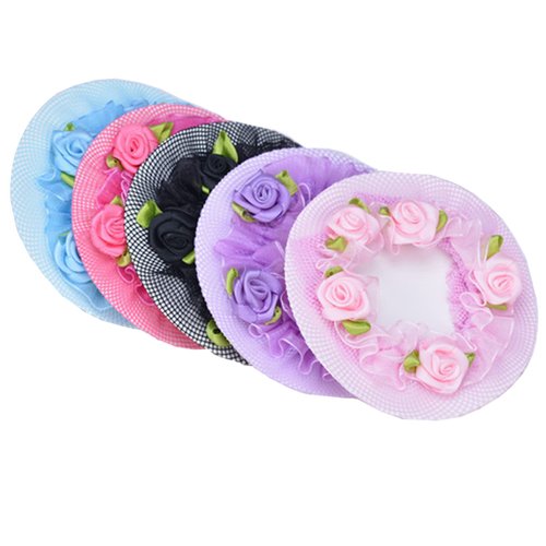 IRIIRIO 5pcs Colored Hair Nets Hair Snood Flower Edge Elastic Band Bun Cover for Ballet Dancer Skating Gymnastics Performance Dancers Hair Accessories
