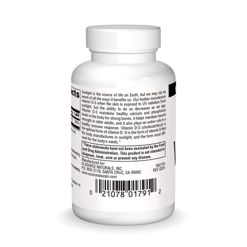 Source Naturals Vitamin D-3 1000 iu Supports Bone & Immune Health* - 100 Tablets