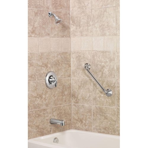 Moen Eva Brushed Nickel One-Handle Posi-Temp Shower Trim Kit Featuring Shower Head and Shower Lever Handle, Valve Required, T2132BN